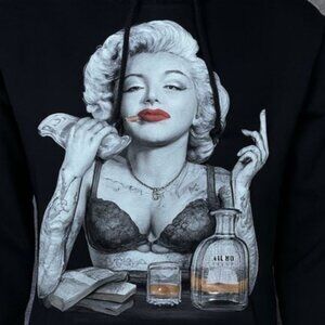 Marilyn Monroe All Hustle Hoodie Mens Small Graphic Pullover‎ Black Tequila